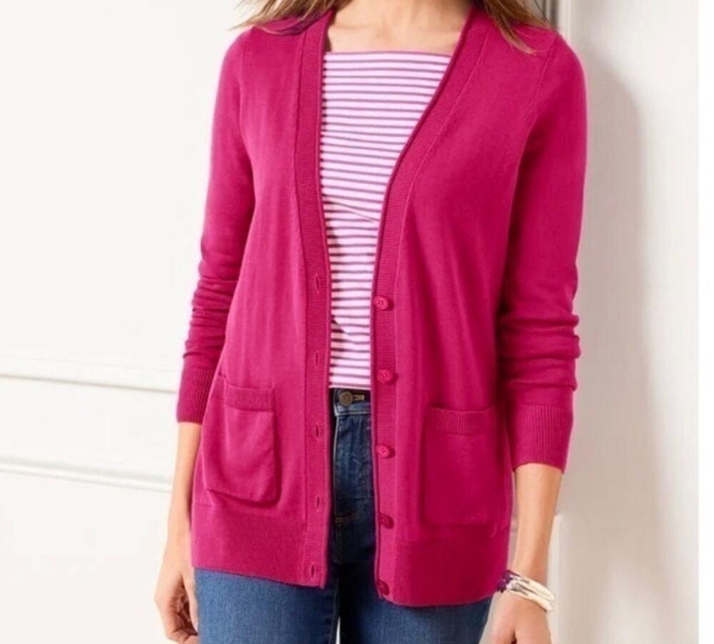 Talbots Plus Talbots cotton-rayon blend girlfriend pocket cardigan 2X